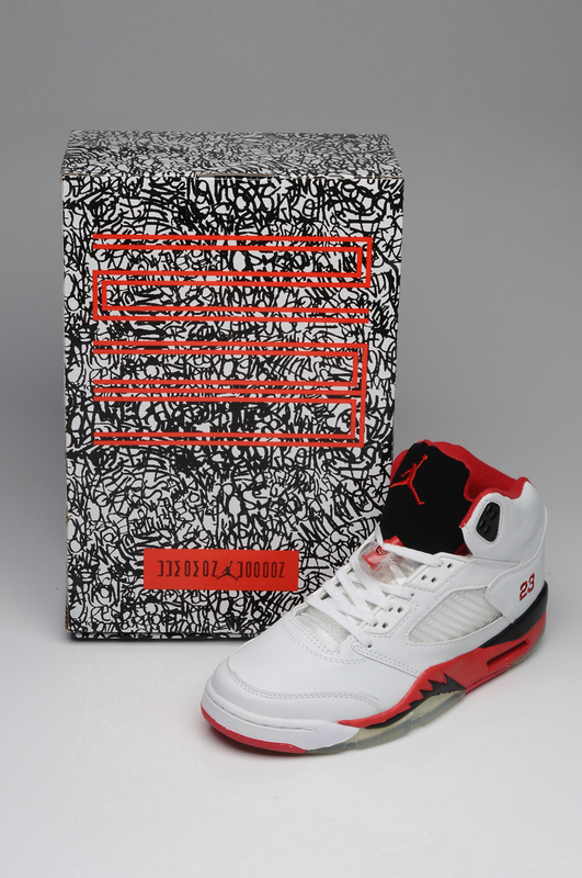 Air Jordan 5 Mens Shoes Aaa White/Black/Red Online